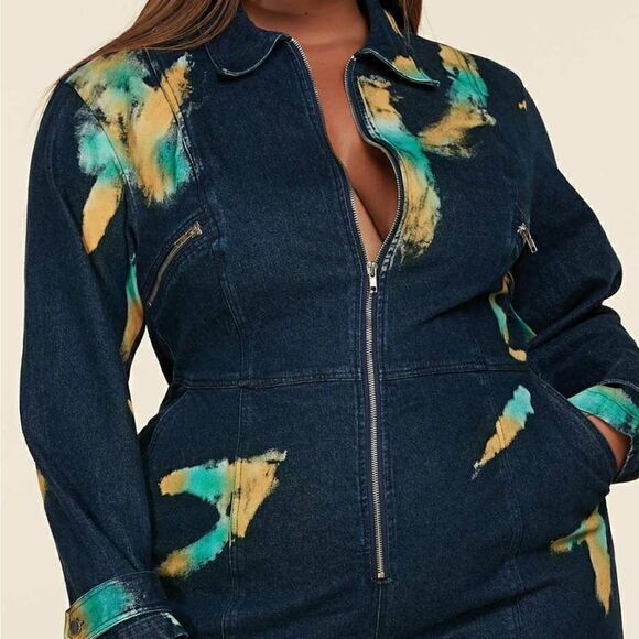 ❤️BRAND NEW! L’ATISTE BY AMY PLUS SIZE DENIM JUMPSUITS - Picture 3 of 13